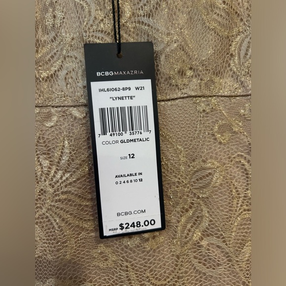 BCBG Max Azria Champagne Gold Lace Dress size 12-NWT - Picture 5 of 13